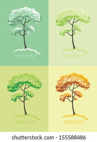 A tree in four different seasons (spring, summer, winter and fall)