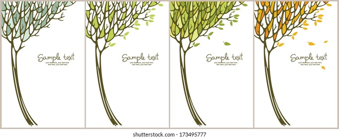 A tree in four different seasons (spring, summer, winter and fall)