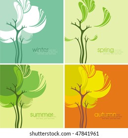 A tree in four different seasons (spring, summer, winter and fall)