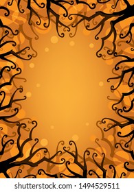 Tree frame background vector.  Design for halloween festival. Leave space for filling text.