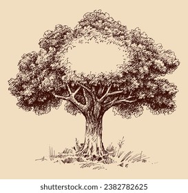 Tree frame for labels, covers, space for text vector hand drawing
