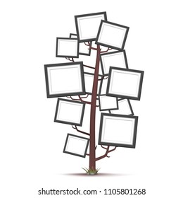 Tree with frames art foto. Vector illustration