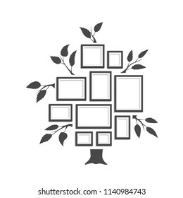 Tree with frames art foto. Vector illustration