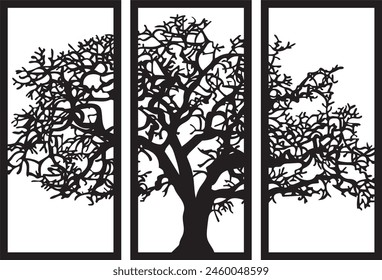 tree frames for wall decor in three parts of frames