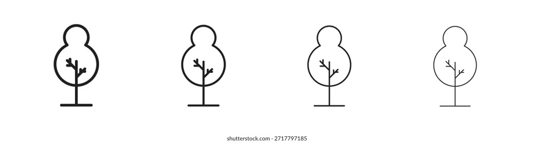 Conjunto de iconos gratis de árbol. Una colección de simples iconos negros de trazos finos