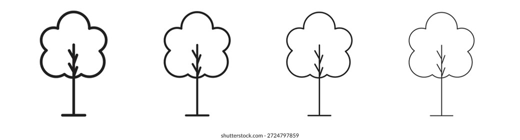Colección de Vector de línea de iconos gratis de árbol. Icono de Vector perfecto de píxeles