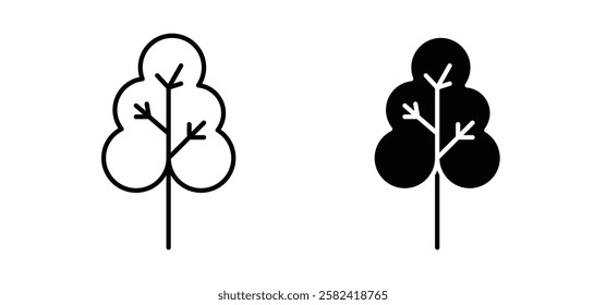 Tree free icons pack vectors in black flat and strokes