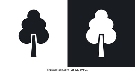 Tree free icons set vectors black and colored style