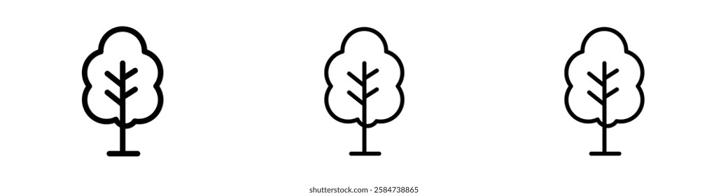 Tree free icons in three different stroke lines