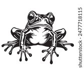 Tree Frog outline and symbols. Dark level variety basic exquisite white foundation Tree Frog animal vector and silhouette icon.