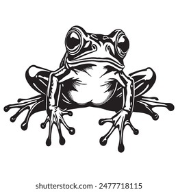 Baum Frosch Umriss und Symbole. Dunkelstufige Varietät Basic Exquisite weiße Fundament Baumfrosch Tier-Vektorgrafik und Silhouette-Symbol.