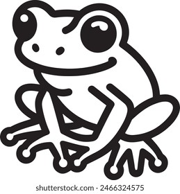 Tree Frog silhouette outline vector illustration on white background.