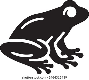 Tree Frog silhouette vector illustration on white background.