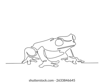 Tree frog species single outline illustration. Continuous line art drawing of treefrog. Editable stroke.