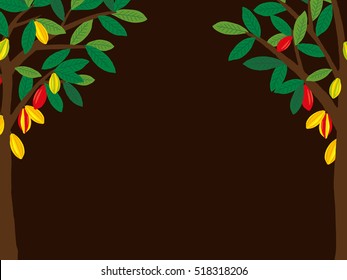 Tree and fruit cocoa
