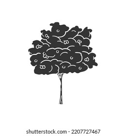 Tree Fruit Icon Silhouette Illustration. Agriculture Vector Graphic Pictogram Symbol Clip Art. Doodle Sketch Black Sign.