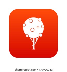 Tree with fruits icon digital red for any design isolated on white vector illustration