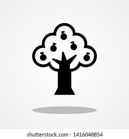 Tree with Fruits Icon with Gray Shadow 