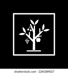 tree, fruits logo vector design in black and white colors