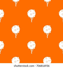 Tree with fruits pattern repeat seamless in orange color for any design. Vector geometric illustration