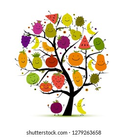 Tree with funny fruits for your design