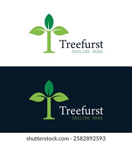 Tree furst logo design professional modern letter T with creative and minimalist
