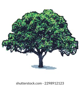 Tree game pixel art vector.