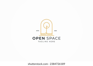 Baum Garden Doorway Simple Linear Luxury Concept Business Property Real Estate Resort Logo