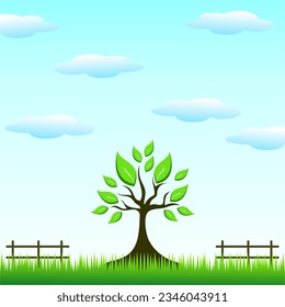 Tree in the garden illustration vector design