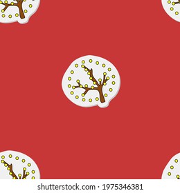 Tree with a garland, festive decoration. Vector seamless pattern. Background illustration, decorative design for fabric or paper. Ornament modern