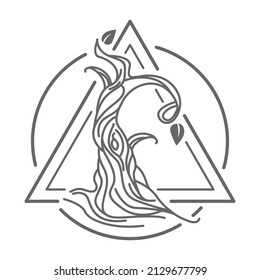 Tree geometry vector logo icon symbol with line art style