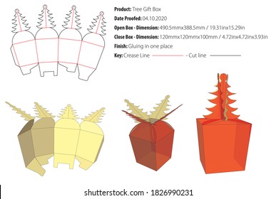 Tree Gift box packaging design template gluing die cut - vector