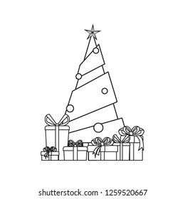 tree gift boxes on white background