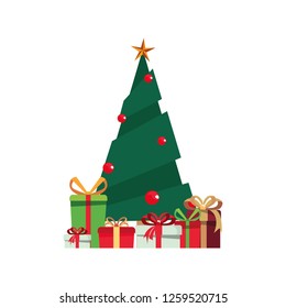 tree gift boxes on white background