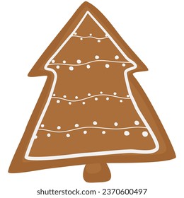 tree gingerbread, christmas cookies, food in christmas festival day, doodle flat design