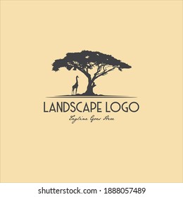 Tree and Giraffe Logo Design Vector Image
