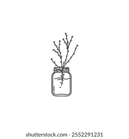 tree in a glass jar flat vector design