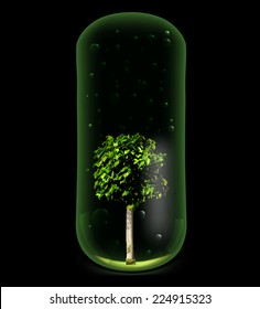 Tree in glass retort. Vector illustration
