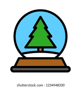 tree globe decor piece Xmas filed editable outline icon.