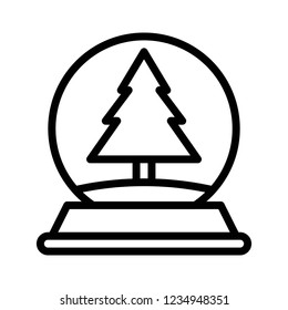 tree globe decor piece Xmas editable outline icon.
