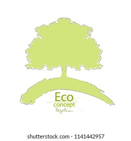 Tree with globe on white background. Environmentally friendly world. Illustration of ecology the concept of info graphics. Icon. Simple modern minimalistic style. Vector illustration. Green Tree. 