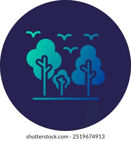 Tree Glyph Circle Gradient Icon