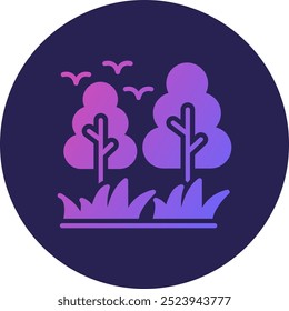 Tree Glyph Circle Gradient Icon