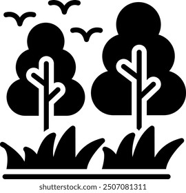 Tree Glyph Vector Icon Design