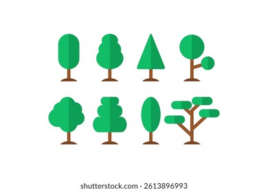 tree go green icon flat design set