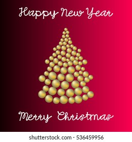 Tree of gold balls Christmas and New Year