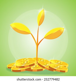 Tree Gold coin cartoon vector