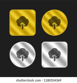 Tree gold and silver metallic coin logo icon design