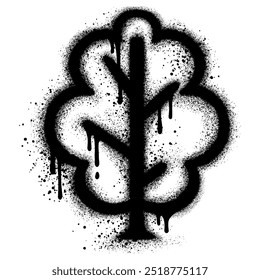 Tree graffiti with black spray paint. vector illustration.