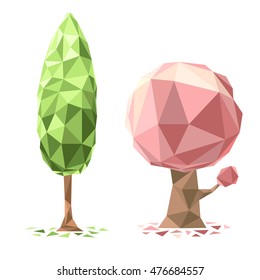 tree graphic art in low polygon vector , geometric illustration